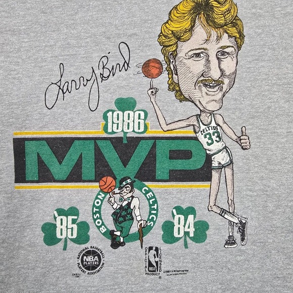 Vtg‎ 80s Larry Bird Celtics Shirt Small NBA MVP Graphic Tee Screen Stars Reto - Picture 4 of 10